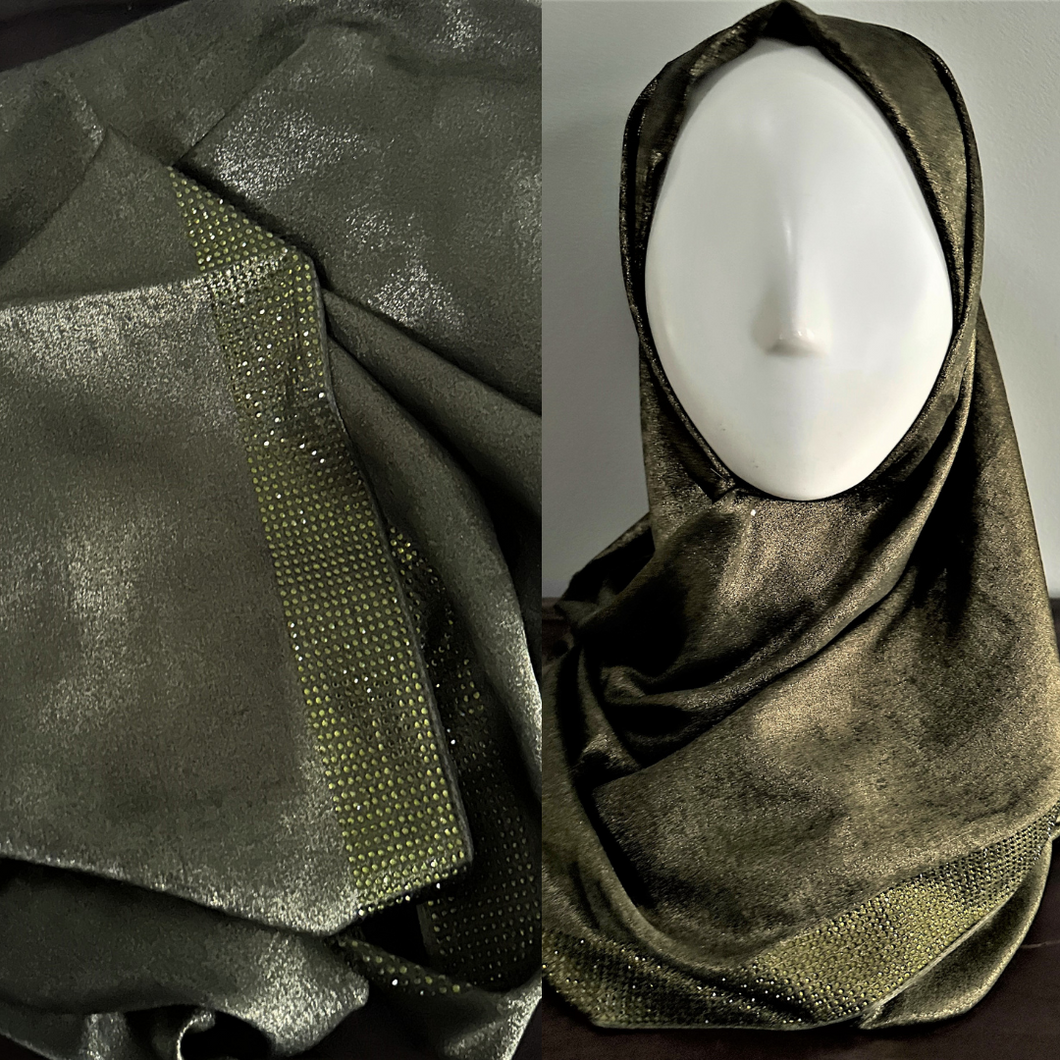 Shimmer Polyester Scarves - Moss Green