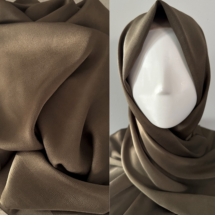 Satin Scarves- Textured- Olive Green