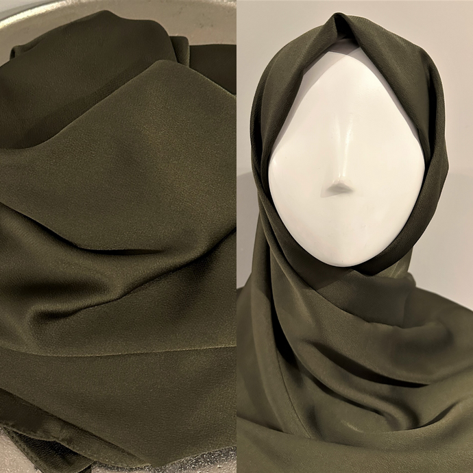Satin Scarves - Textured- Henna Green
