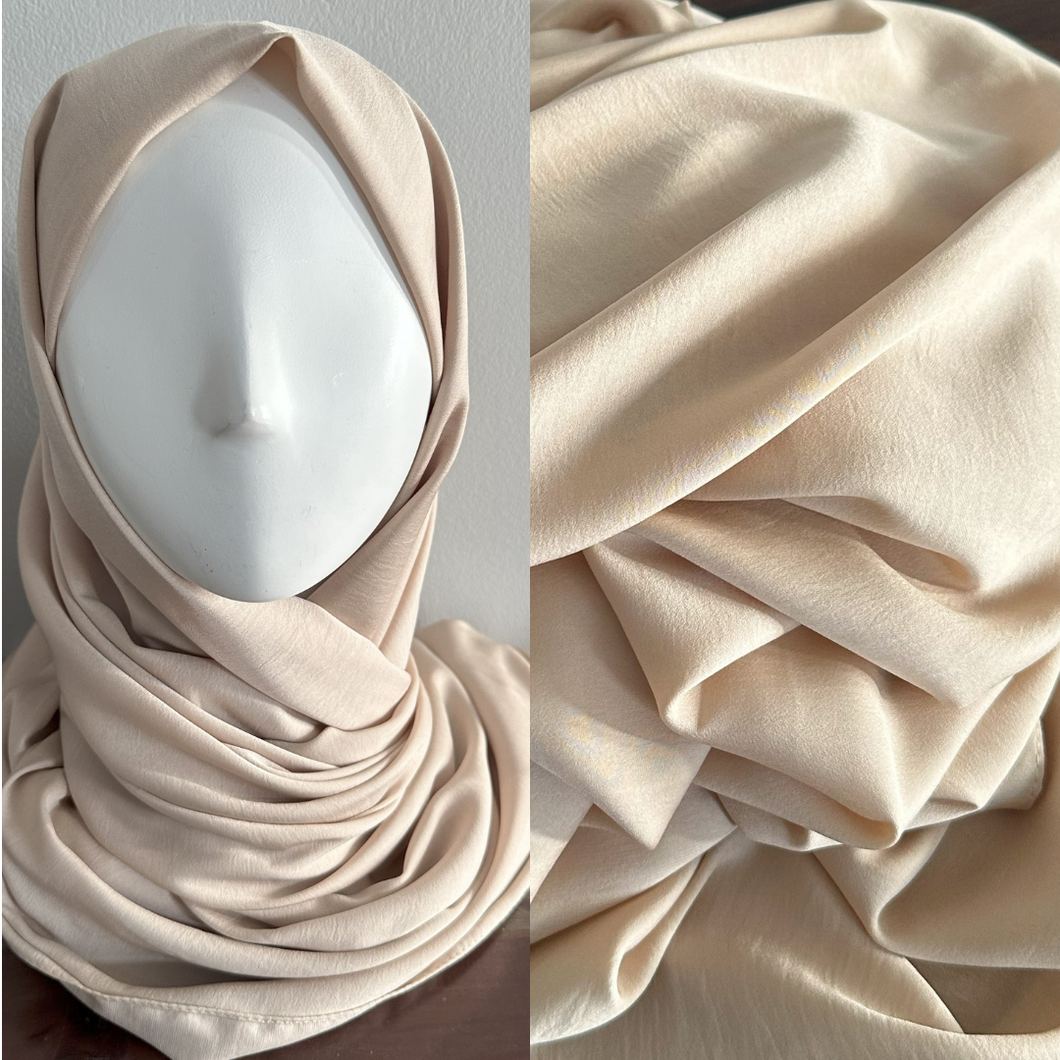 Wide Scarves- Soft Crepe- Natural