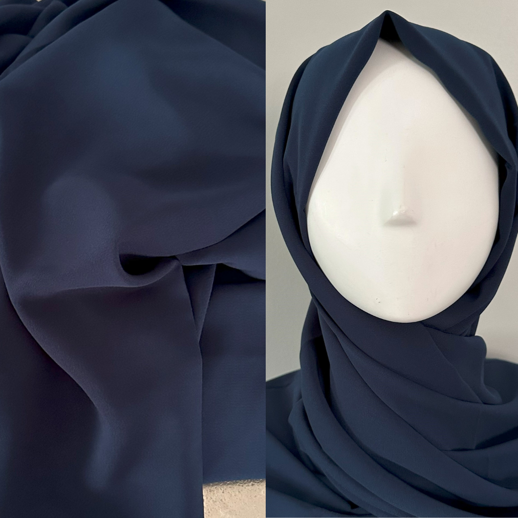 Silk Scarves- Medina - Navy Blue