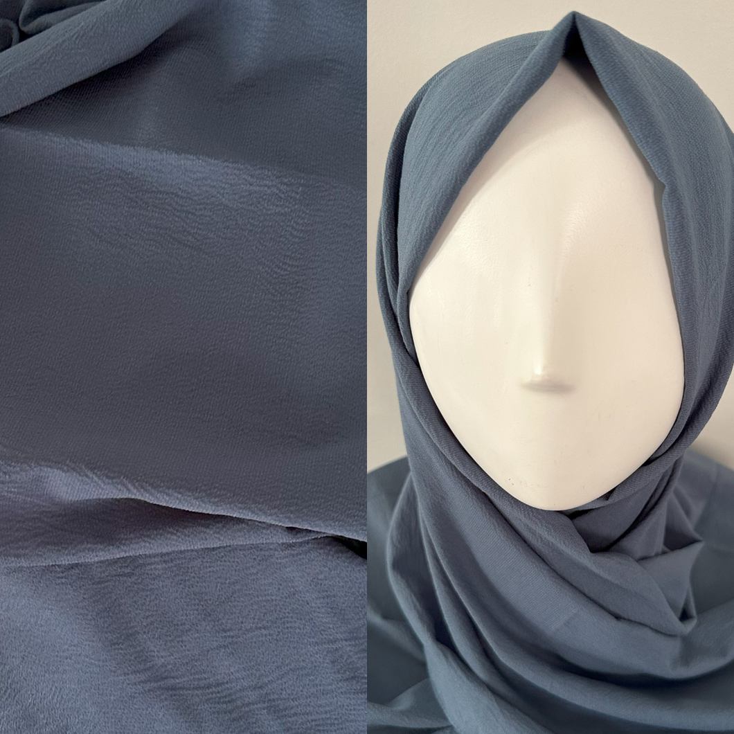 Light Crepe Scarves- Defne- Denim Blue