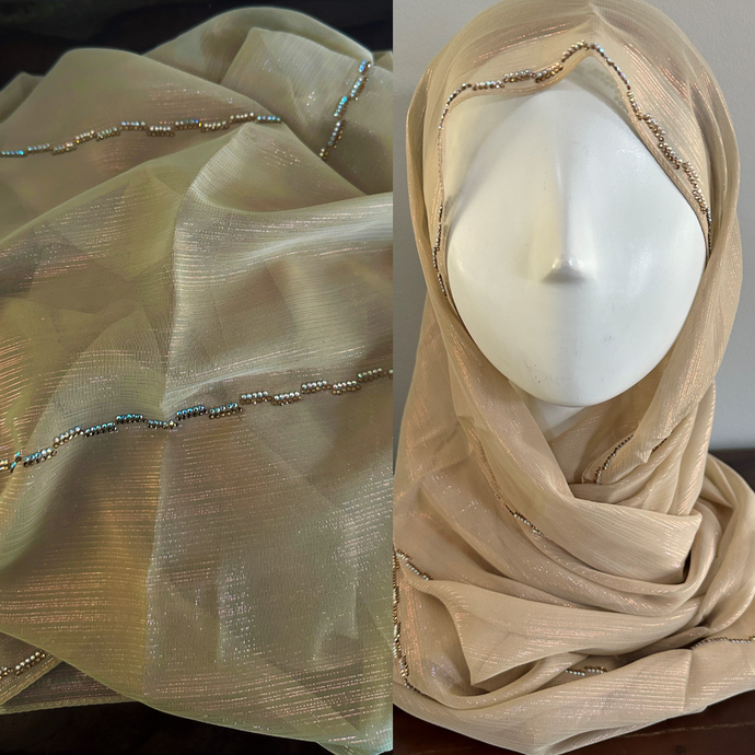 Écharpes en Polyester à Ruban Scintillant - Beige Paille