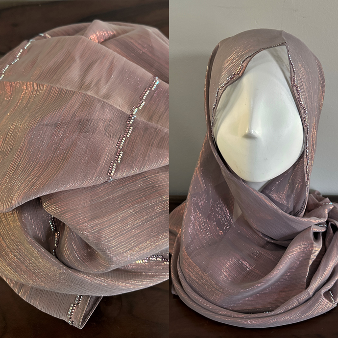 Écharpes en polyester avec ruban scintillant - Violet prune