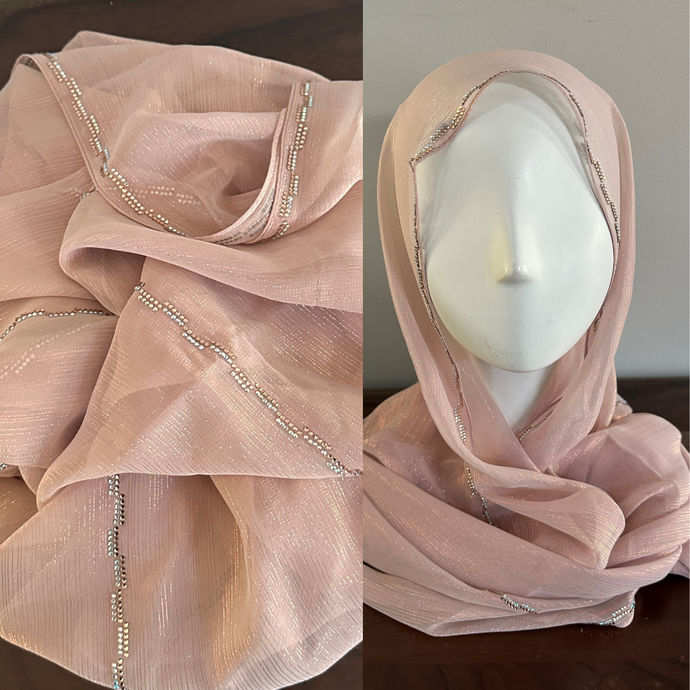 Écharpes en Polyester à Ruban Scintillant - Coton Rose