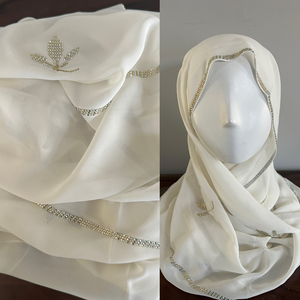 Crystal Chiffon Scarves - Off White