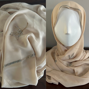 Foulards en mousseline de soie Crystal Leaf - Crème Brule 