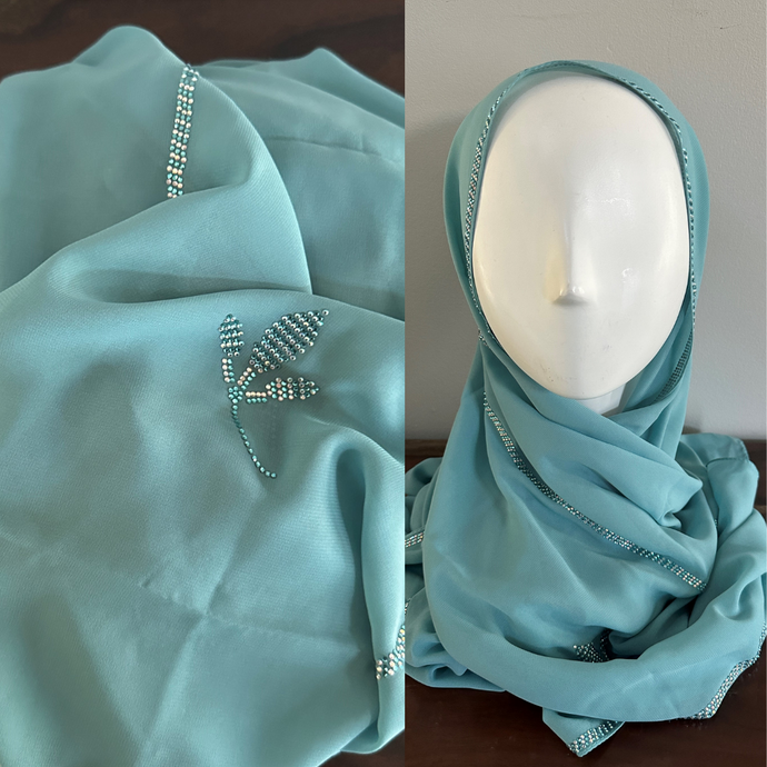 Foulards en mousseline de soie feuille de cristal - Aigue-marine