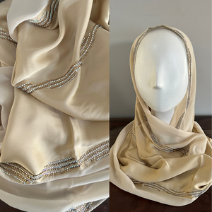 Crystal Waves Chiffon Scarves - Pale Gold
