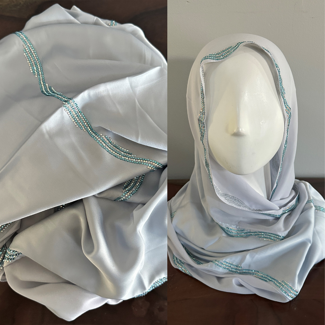 Crystal Waves Chiffon Scarves - Silver Blue