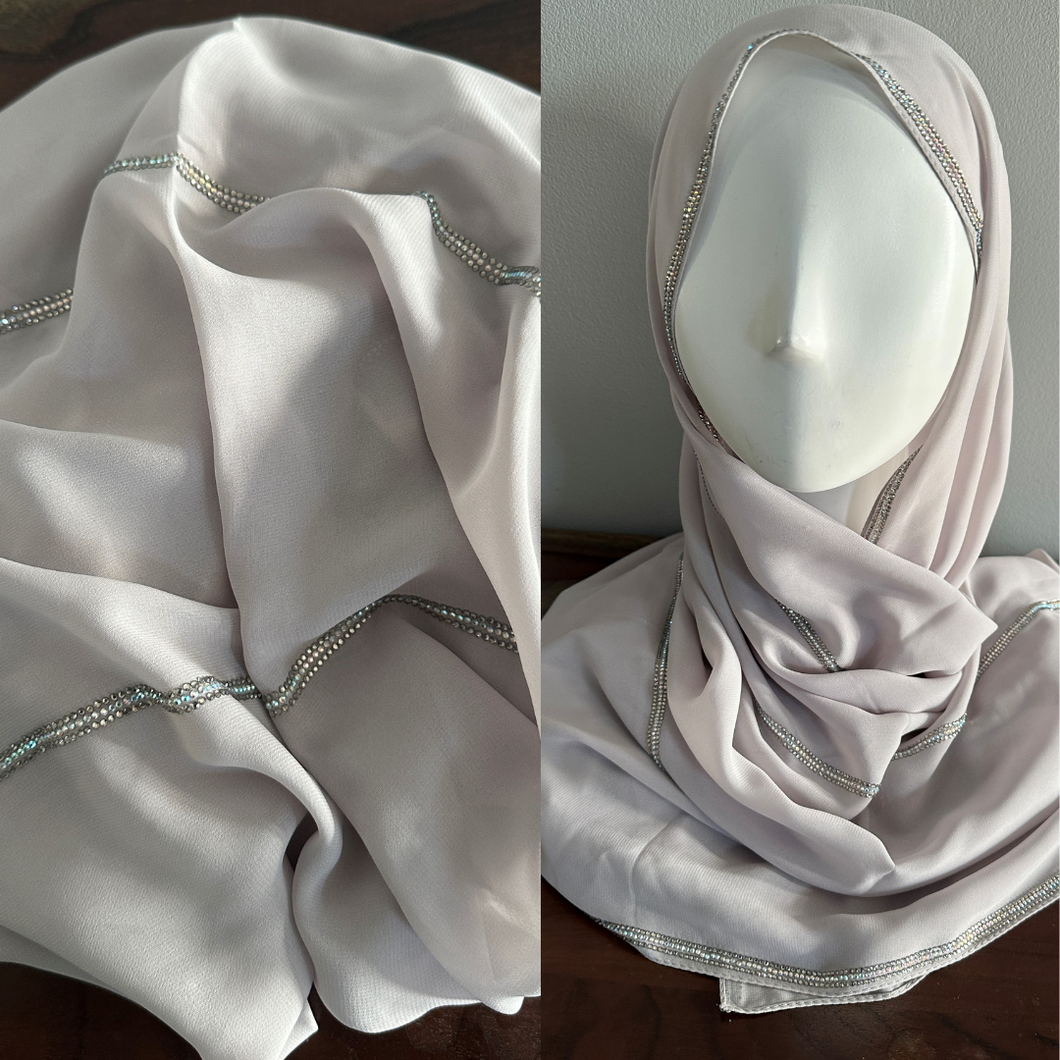 Chiffon Scarves Crystal- Silver