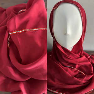 Chiffon Scarves Crystal- Red