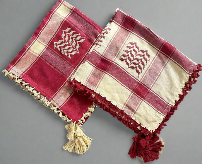 Keffiyeh  Style Scarves- Red/Lemon