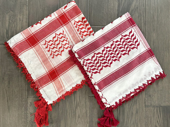 Keffiyeh Scarves- White/Red