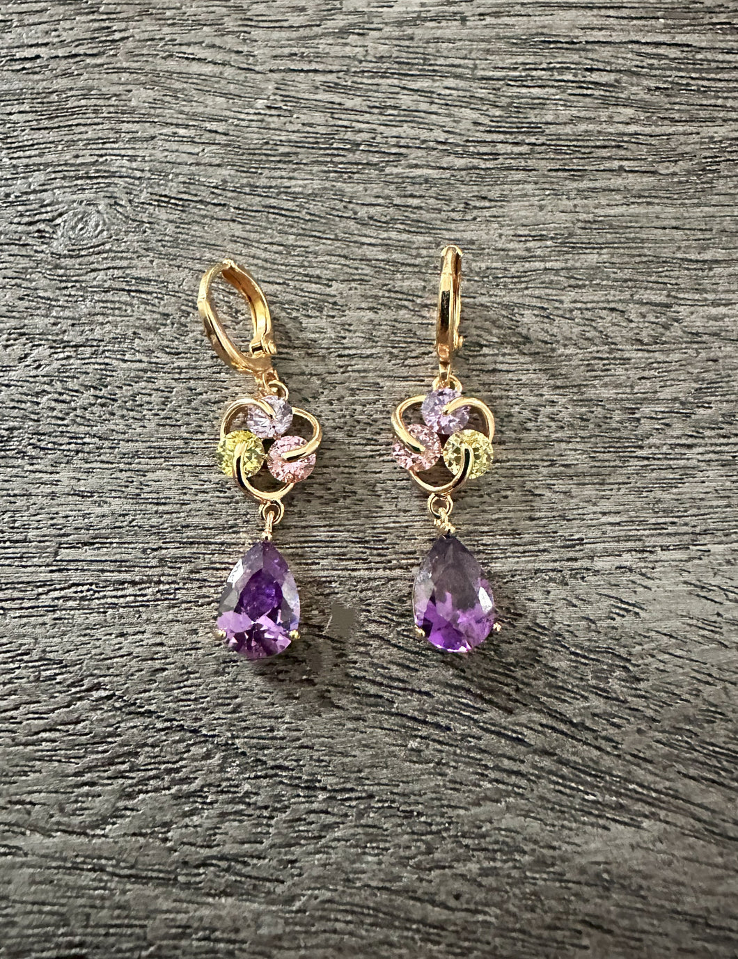 Earrings- Gold Plated - Purple