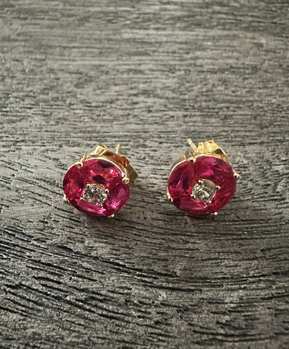 Earrings- Gold Plated- Ruby