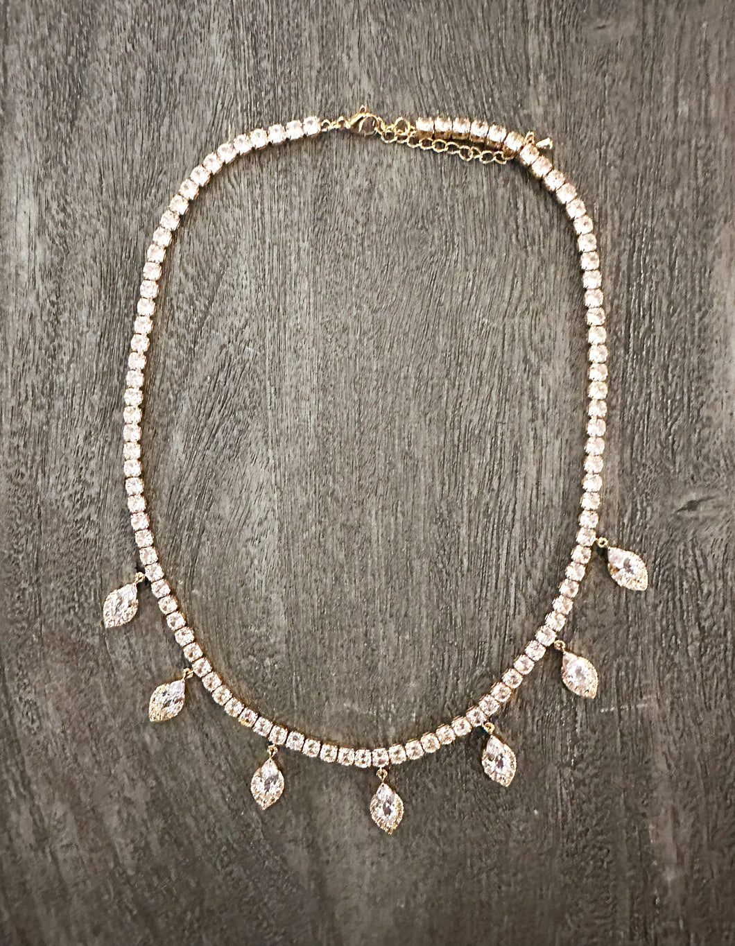 Luxurious CZ Exquisite Choker Necklace- Gold
