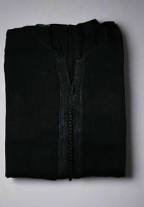 Luxurious Hooded Moroccan Jellaba - Essaouira- Black