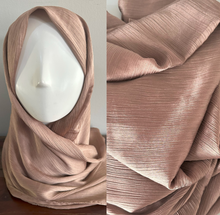 Load image into Gallery viewer, Crinkle Scarves- Silk- Warm Tan