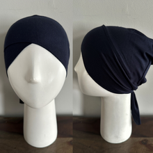 Load image into Gallery viewer, Cross Front Tie Back Under Caps - Navy Blue