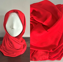 Load image into Gallery viewer, Crinkle Scarves - Silk - Bright Red