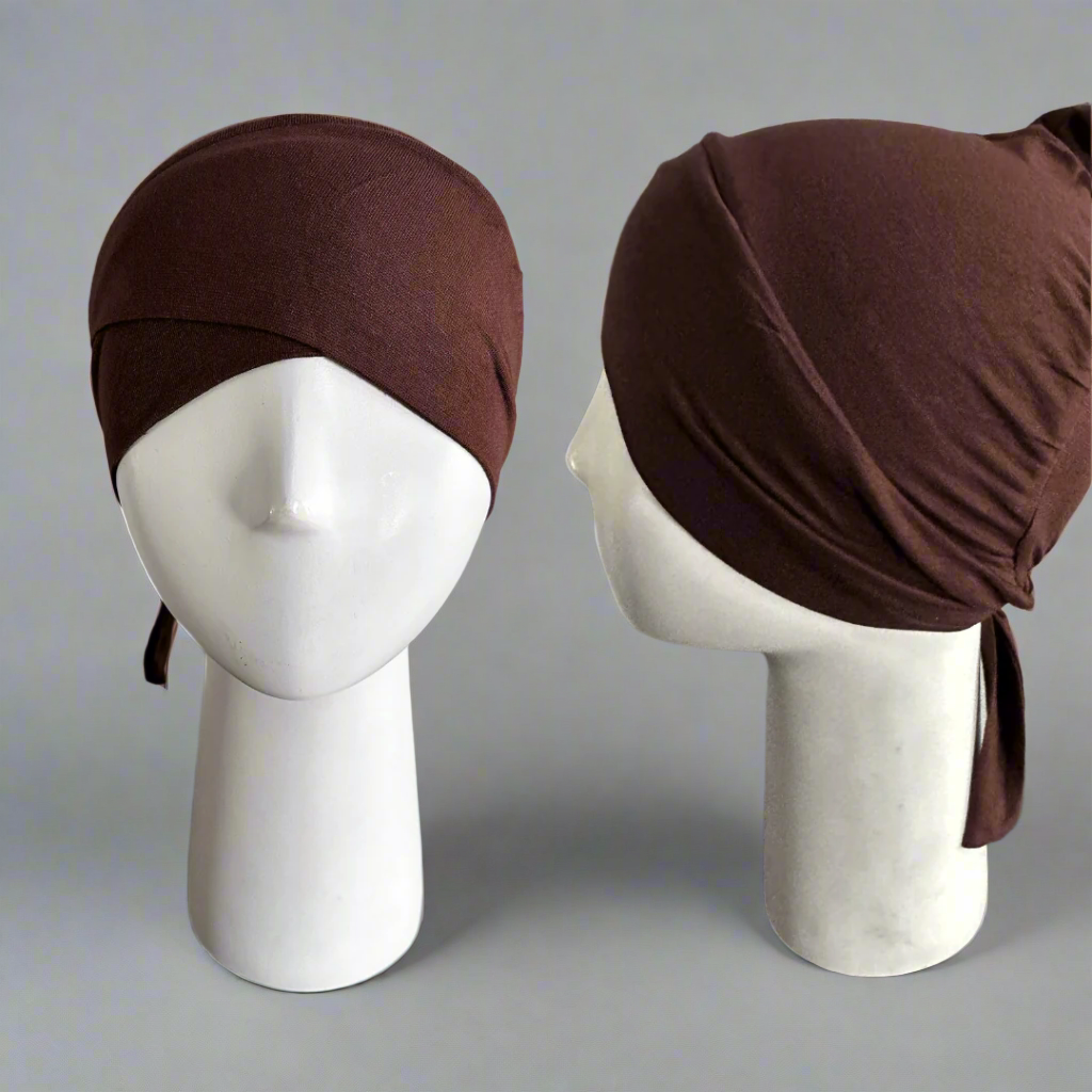 Cross Front Tie Back Under Caps- Brown