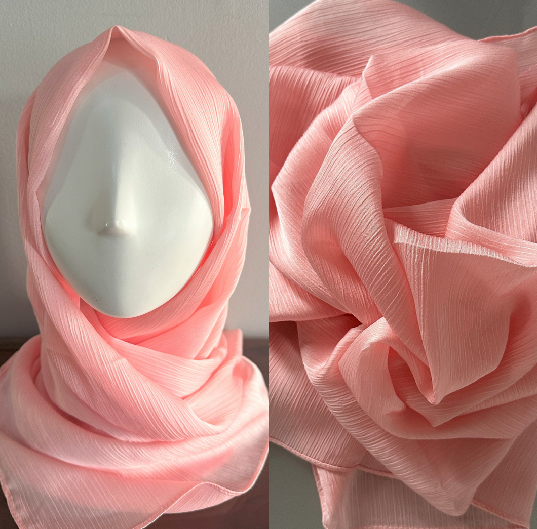 Crinkle Scarves- Silk- Pink