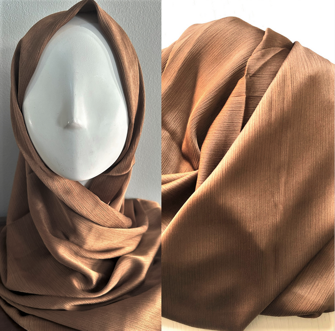 Foulards froissés- Soie- Brun doré