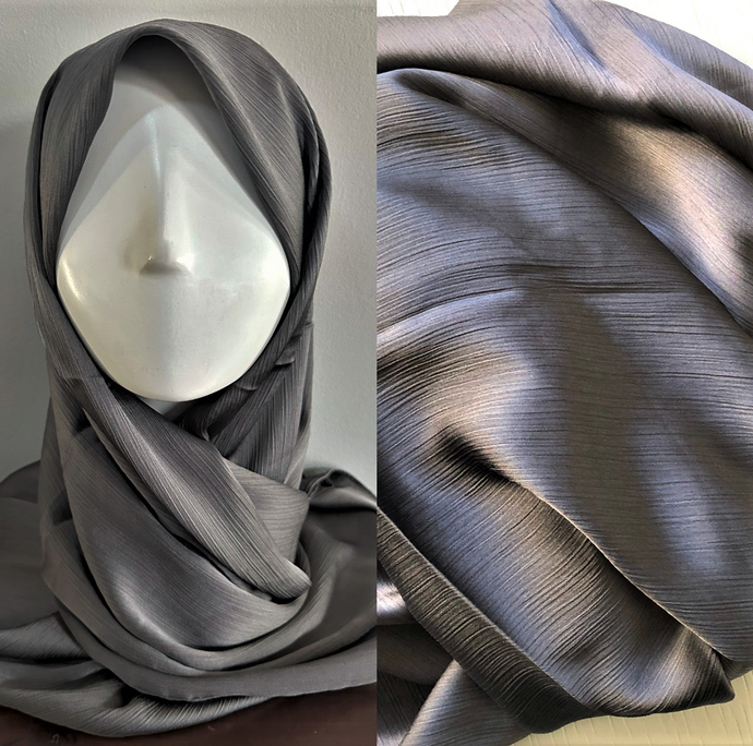 Foulards froissés- Soie- Gris foncé