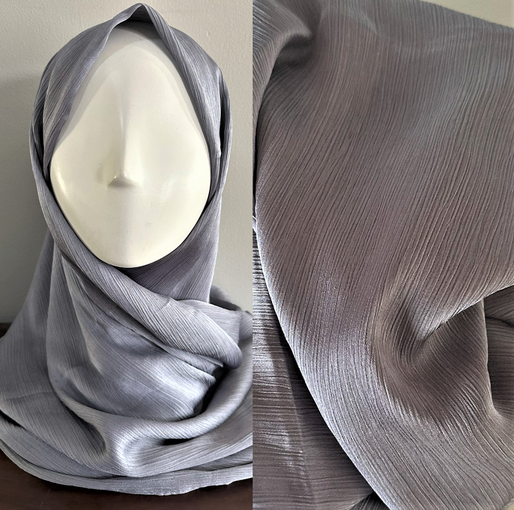 Foulards froissés- Soie- Bleu argenté