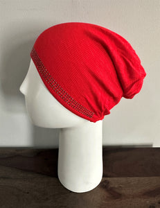 Scarf Under Caps - Ribbed Cotton- Red