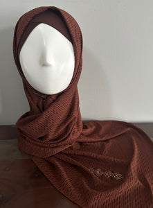 Double Stretch Polyester Scarves - Brown Toffee