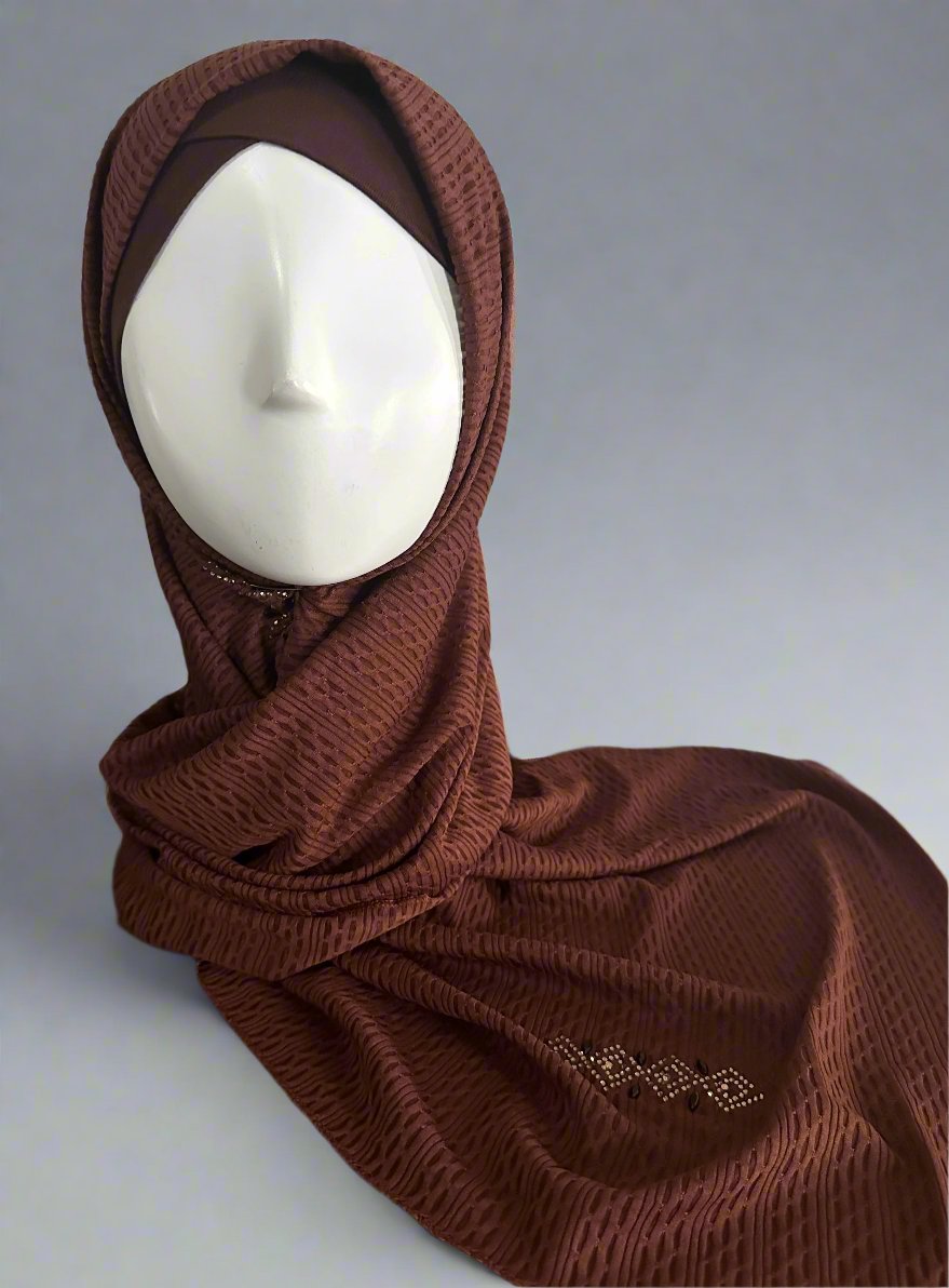 Double Stretch Polyester Scarves - Brown Toffee