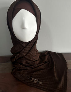 Double Stretch Polyester Scarves - Dark Chococlate